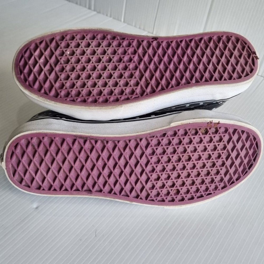 Vans Old Skool Black & White Leather Polka Dot Sneakers Size 8.5 - Picture 7 of 8